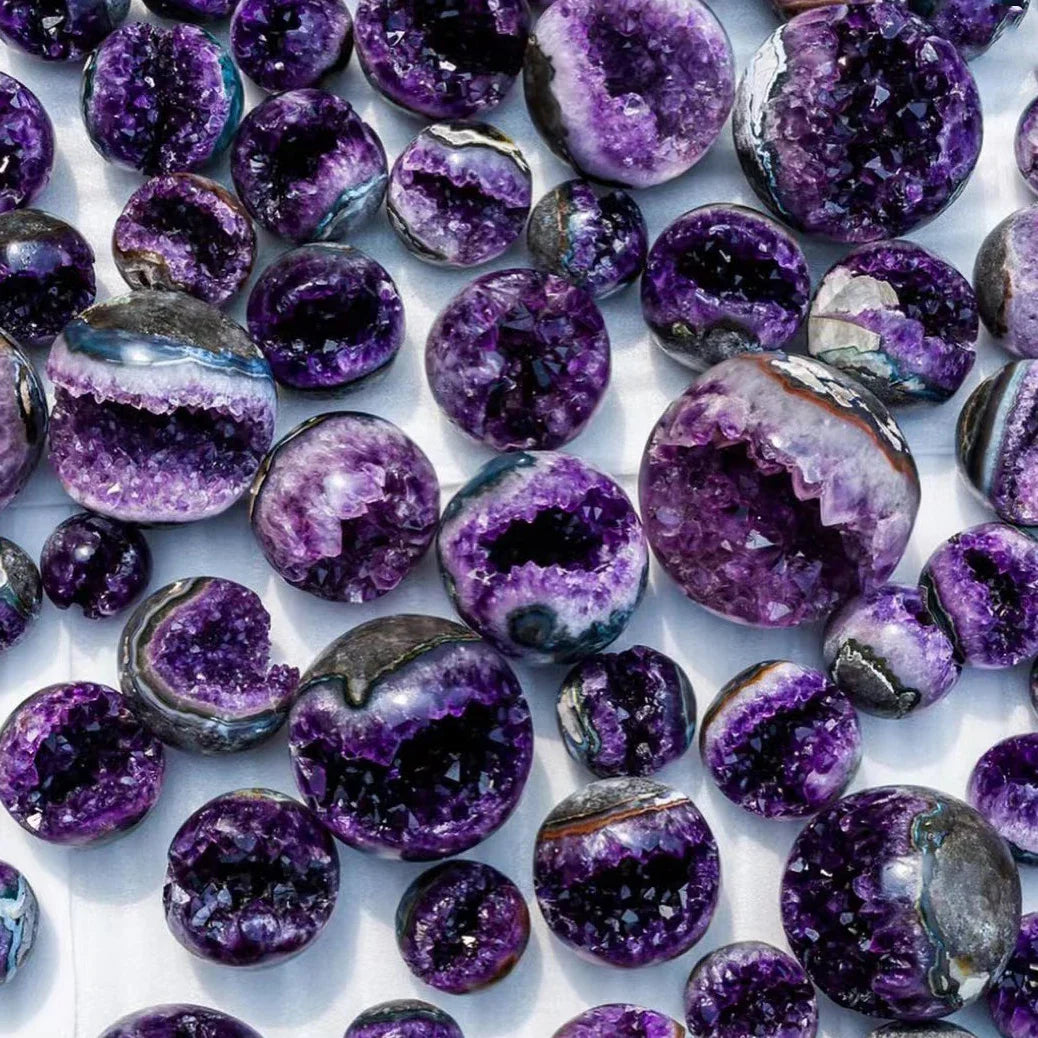 Natural Amethyst Crystal Clusters Druzy Geode