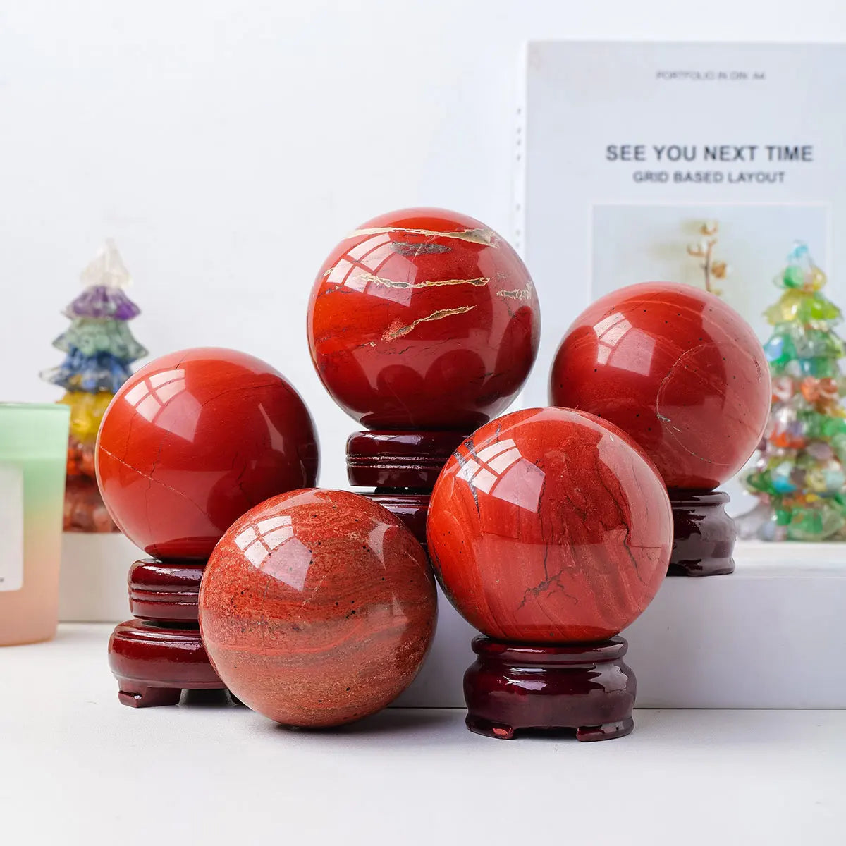 Natural Crystal Red jasper Sphere