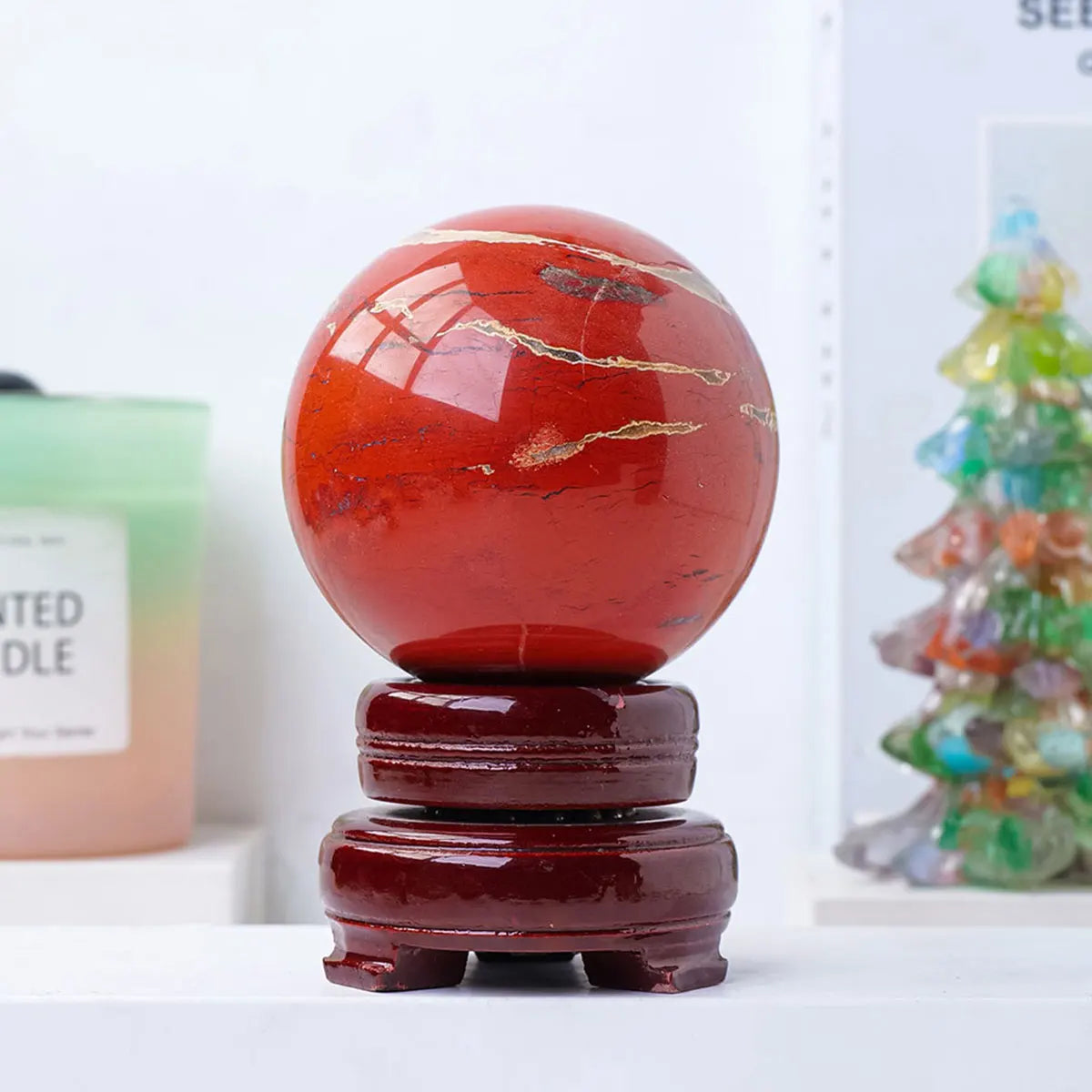 Natural Crystal Red jasper Sphere