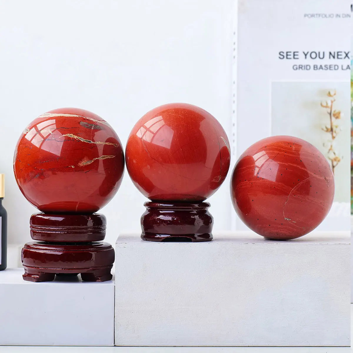 Natural Crystal Red jasper Sphere