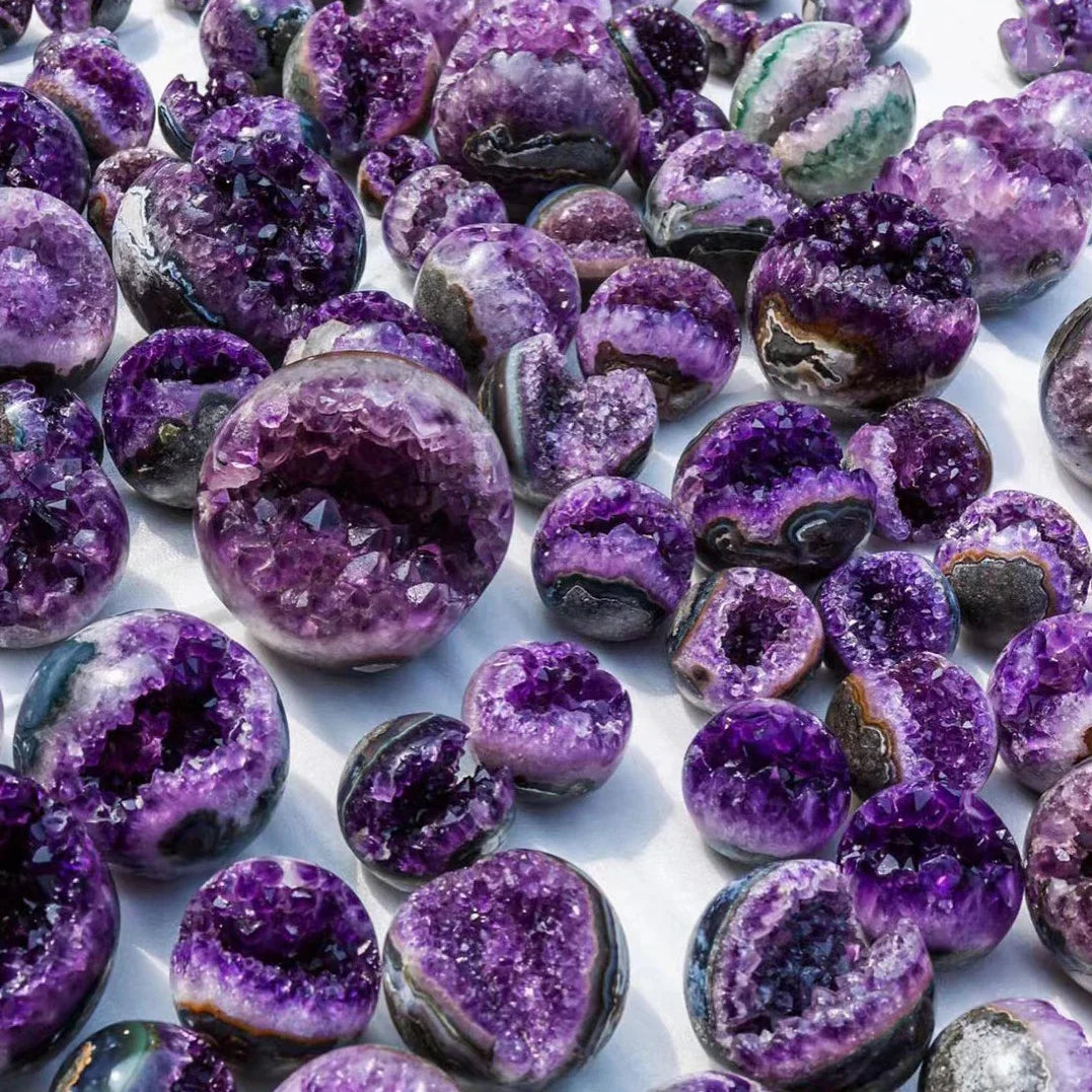 Natural Amethyst Crystal Clusters Druzy Geode