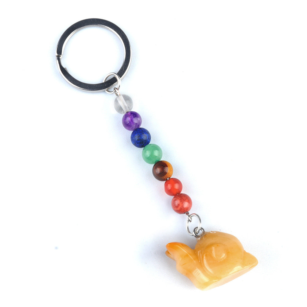 1962-Colorful crystal stone snail keychain, chakra jewelry pendant, small animal keychain pendant