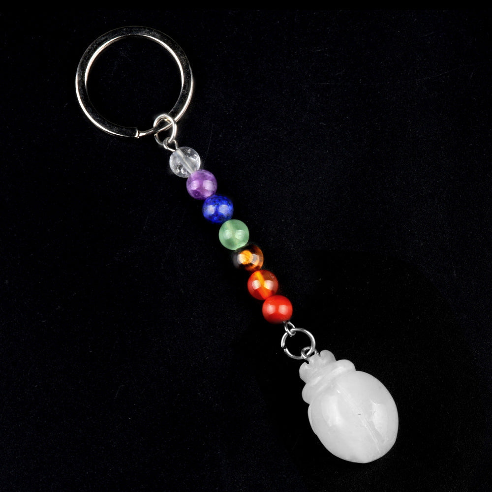 1959-Colorful crystal stone beetle keychain, chakra jewelry pendant, small animal keychain pendant