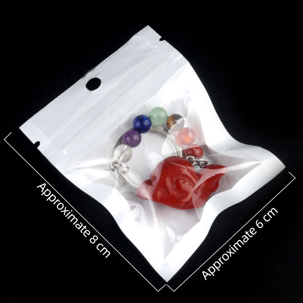 1962-Colorful crystal stone snail keychain, chakra jewelry pendant, small animal keychain pendant