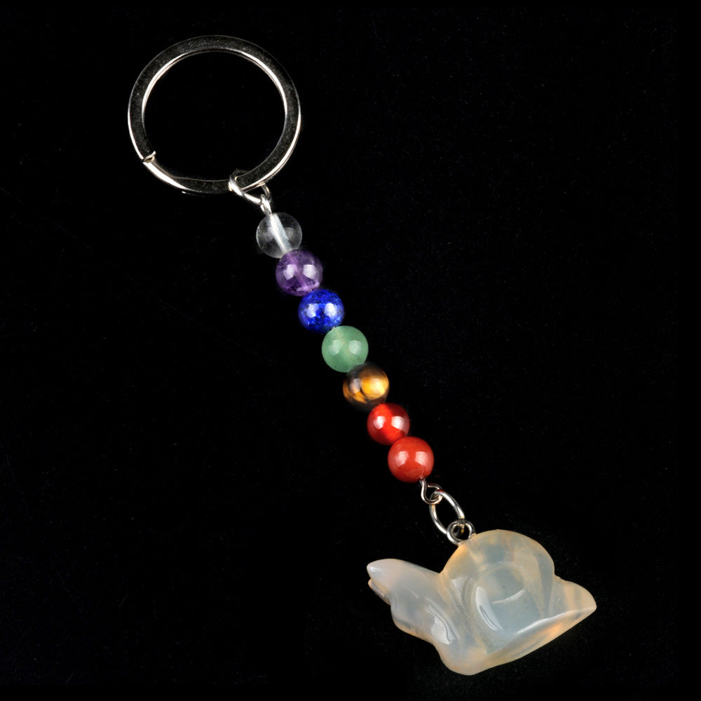 1962-Colorful crystal stone snail keychain, chakra jewelry pendant, small animal keychain pendant