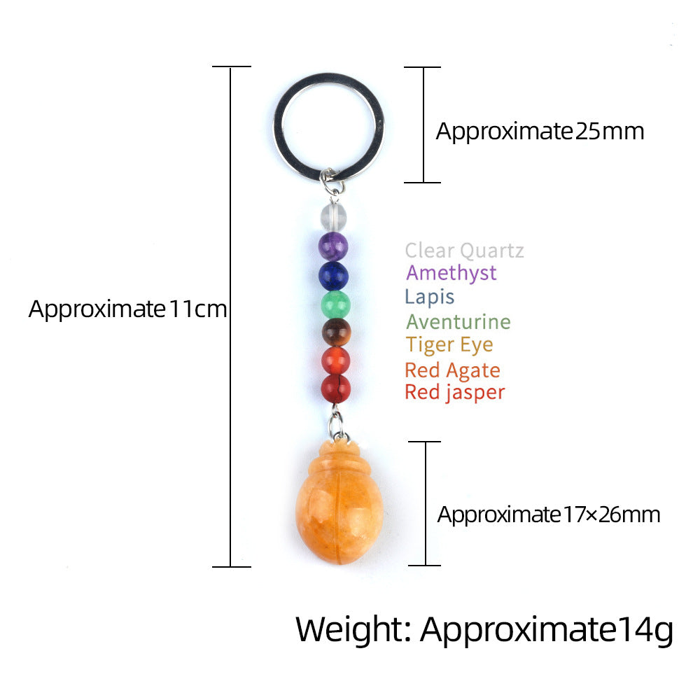1959-Colorful crystal stone beetle keychain, chakra jewelry pendant, small animal keychain pendant