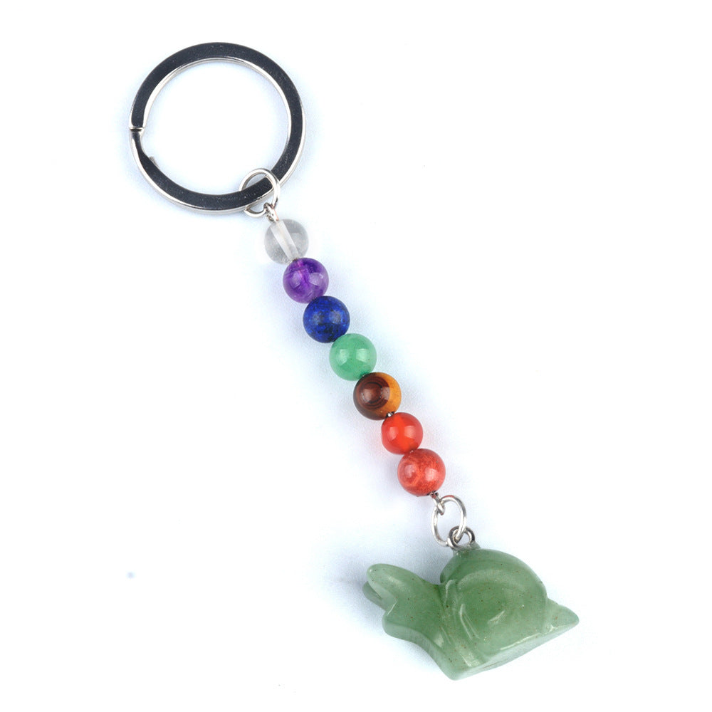 1962-Colorful crystal stone snail keychain, chakra jewelry pendant, small animal keychain pendant