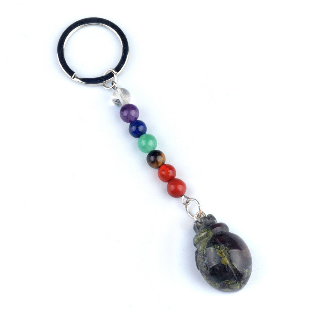1959-Colorful crystal stone beetle keychain, chakra jewelry pendant, small animal keychain pendant